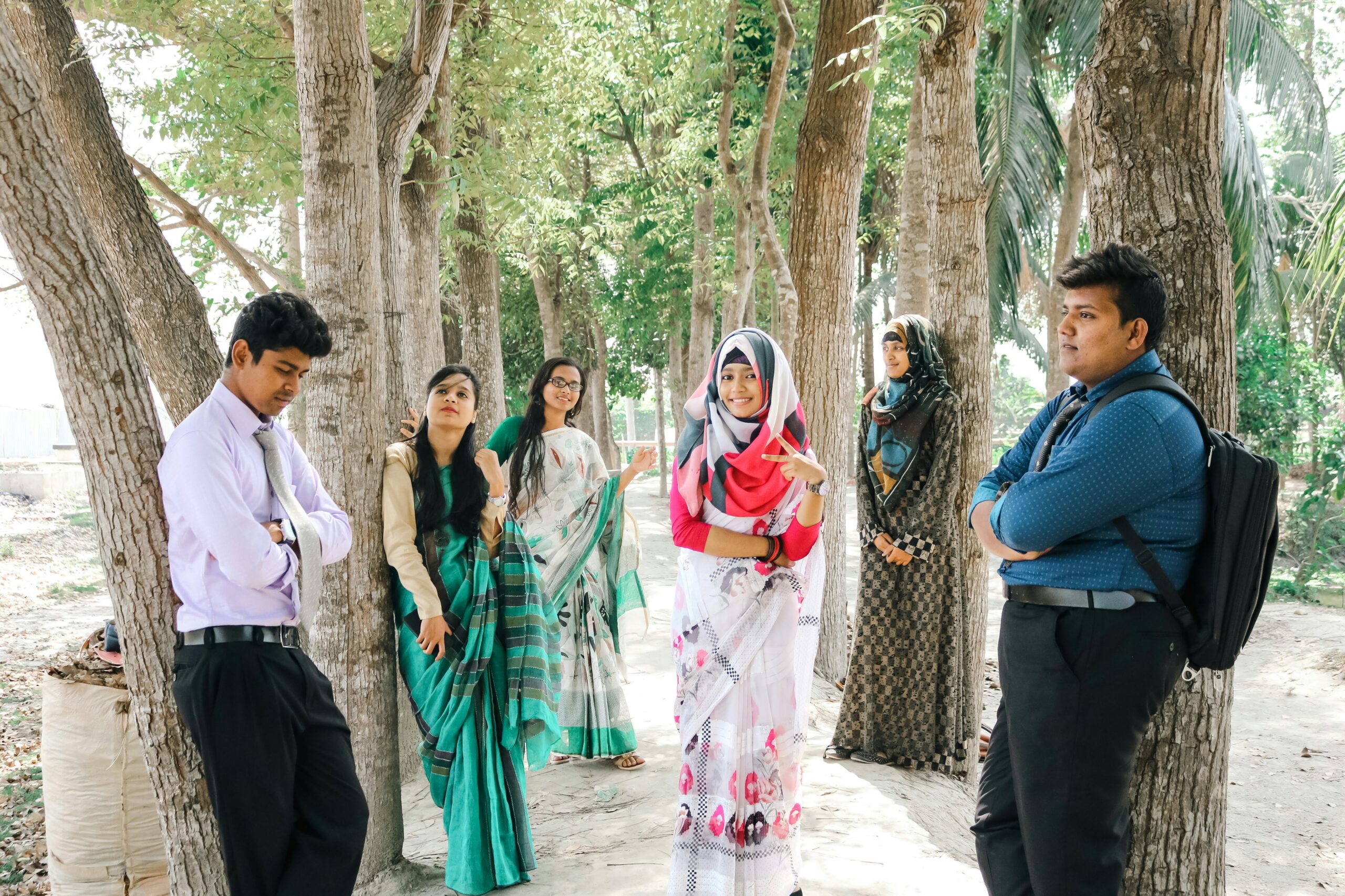 Young people collaborating outdoors during a group activity